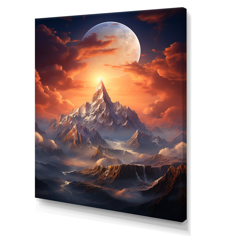 Paysage lunaire de la montagne V - Art mural paysages de l'espace, Toile tendue, H 32 po x l 16 po