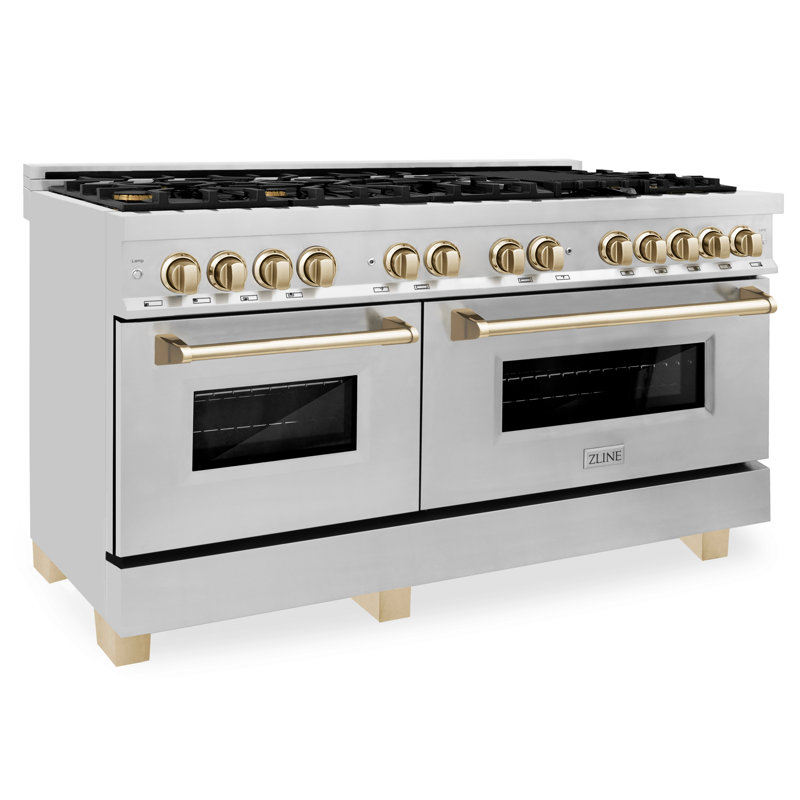 ZLINE Autograph Edition 60 In. 7.4 Cu. Ft. Legacy Dual Fuel Range with 9 Burner Gas Cooktop and 2 Electric Convection Ovens