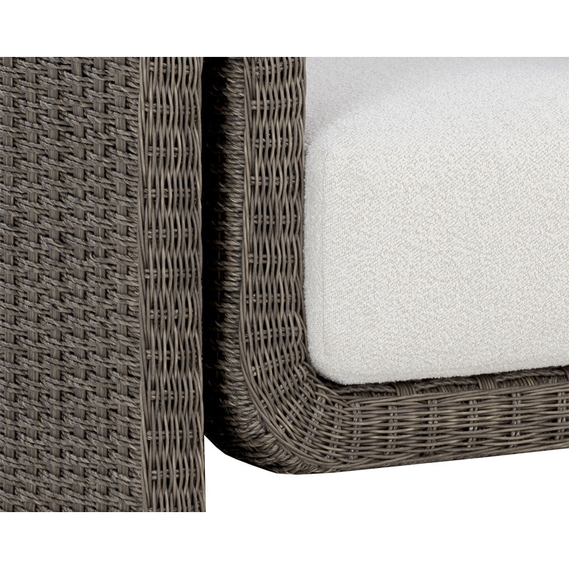 Gray Wicker Lounge Chair with Cream Cushions