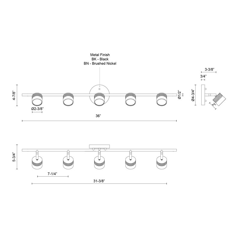 Lyra 36'' Brushed Nickel 5-Light LED Track Kit