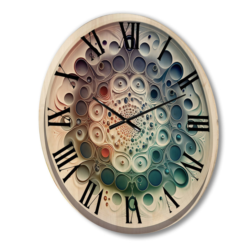 Horloge murale moderne surdimensionnée en bois doux Cymatics Mandala, Petit