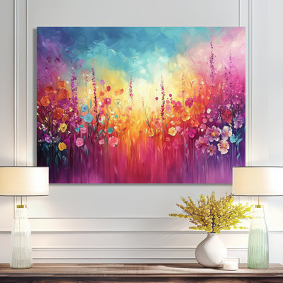 Lavande dansant chromatique de fleurs I - Décoration murale florale abstraite en métal