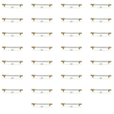 Paquet de 25 poignées d'armoire rondes modernes en acier inoxydable doré, poignées de bar, poignées de tiroir et poignée modèle CPMBXMO0007 Distance entre les trous: 3 3/4 po