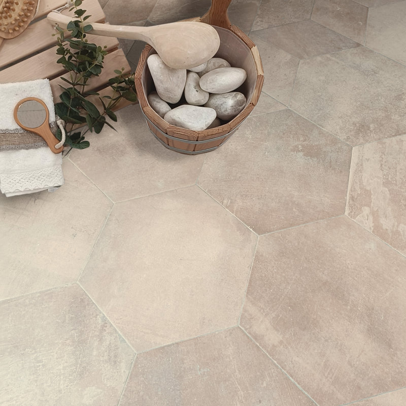Argillos Hex 20-1/2 In. X 23-5/8 In. Porcelain Floor And Wall Tile, Light Brown