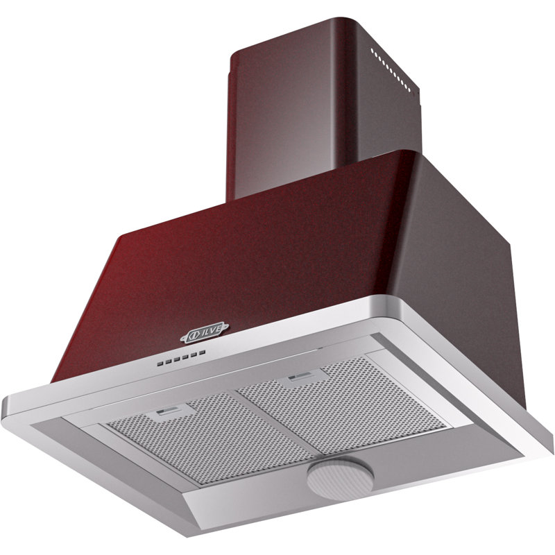 ILVE Majestic II Series 30 inch Wall Mount Range Hood with 600 CFM, Burgundy