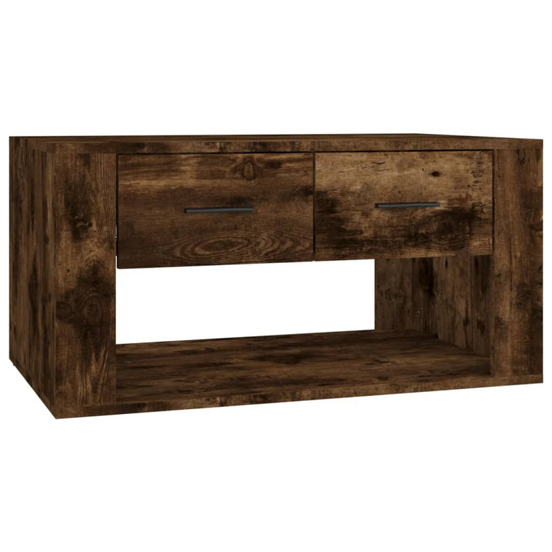 Nistor Floor Shelf Coffee Table with Storage, Smoked Oak