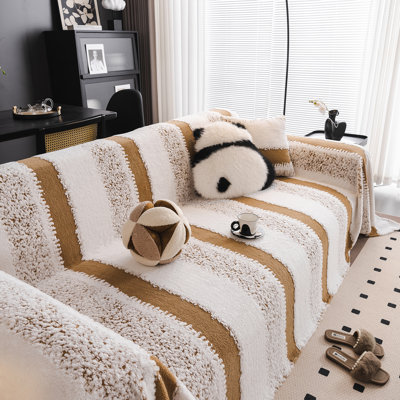 Brushed Cotton Sofa Slipcover With Non-Slip Back