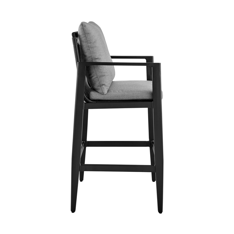 Cayman Aluminum Outdoor Bar Stool with Cushion, 26"