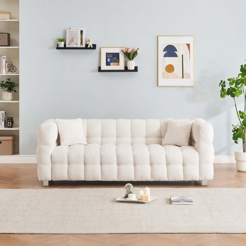 80" Teddy Fleece Sofa, Beige