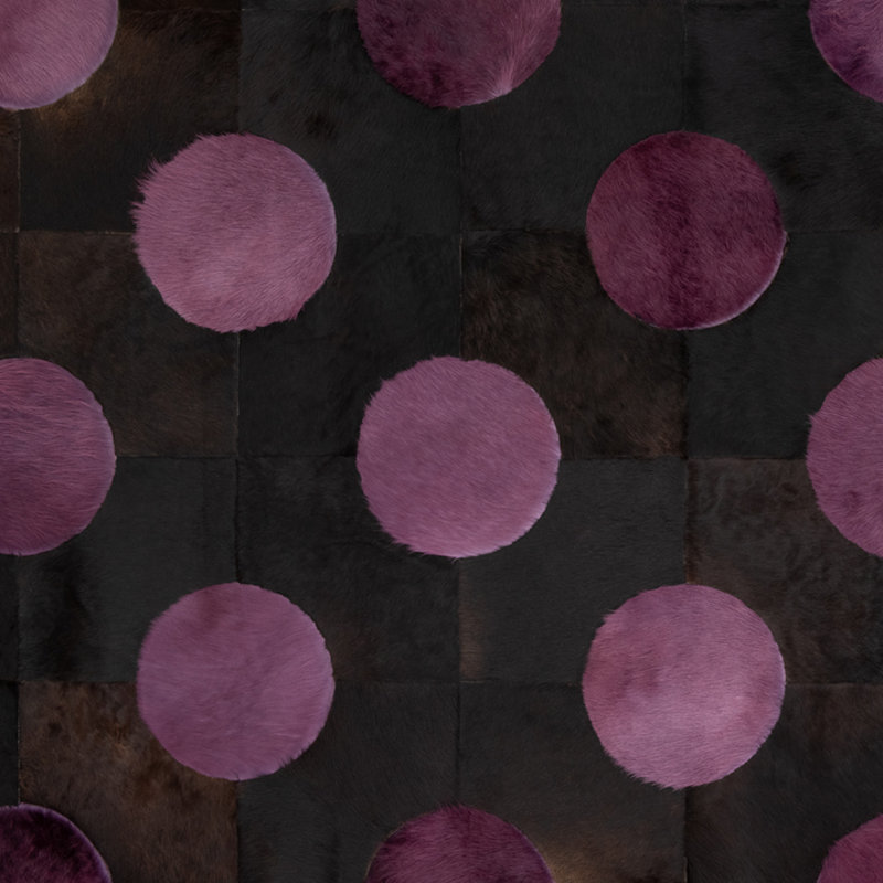 Art Hide X Greg Natale Cowhide Block Print Area Rug, Rectangle 10' x 14', Black/Purple