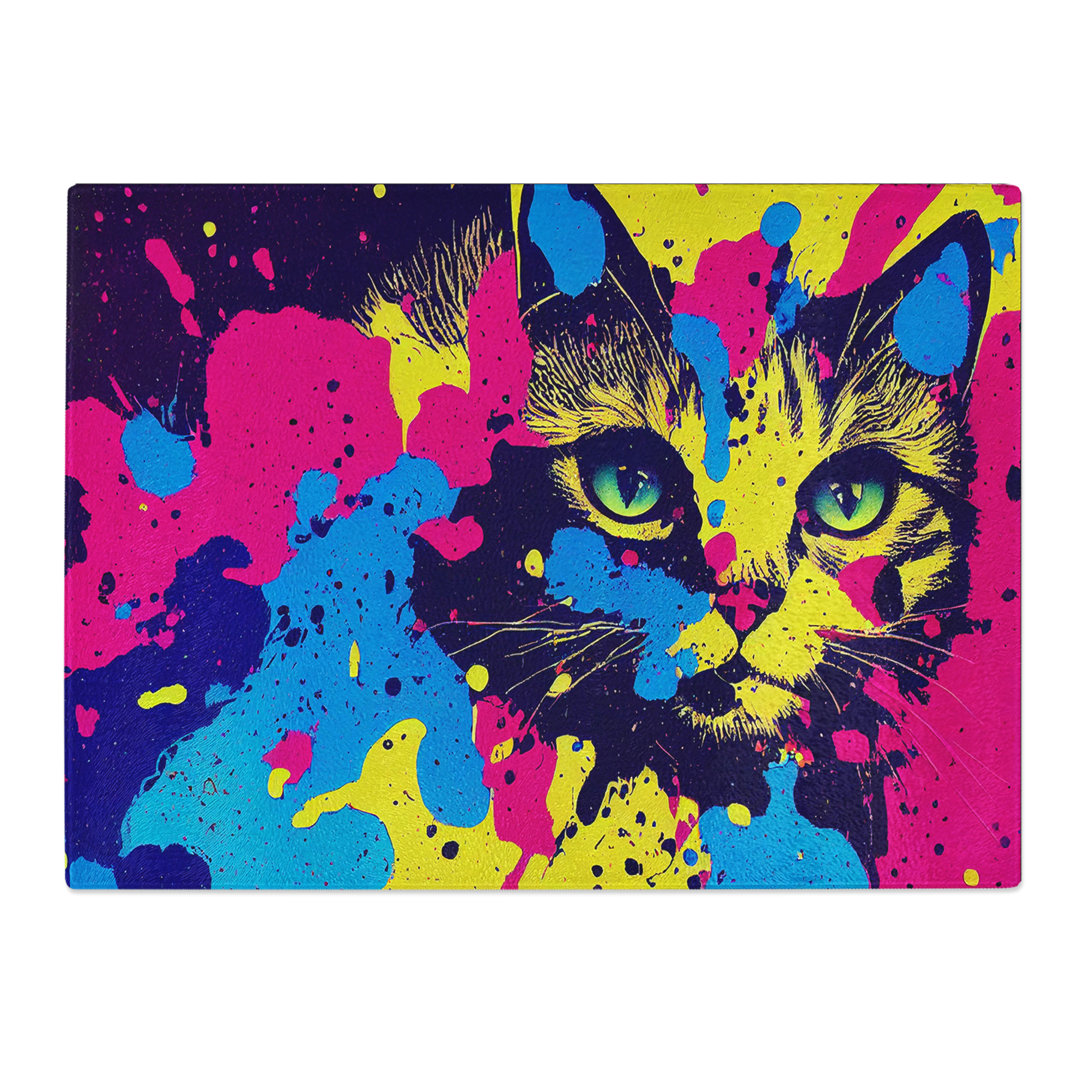 Cat Splashed Vol.2 Abstract  Glass Chopping Board