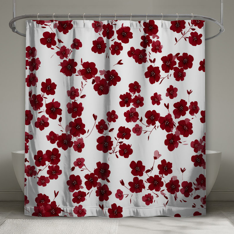 Rideau de douche à fleurs - Décoration florale de salle de bain bohémien, L 70 po x H 84 po