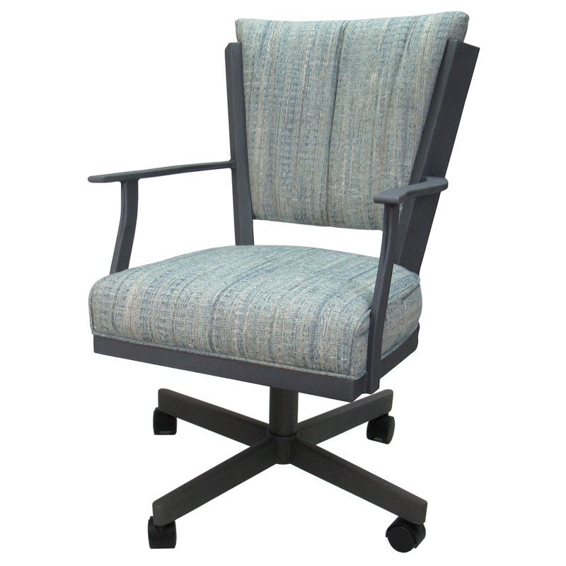 Danyael Metal Dining Caster Chair with Arms, Gray, Watusi Aquatint