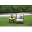 Brookside - Outdoor Side Table w/ Solid Travertine Top & Hand Painted Aluminum Base