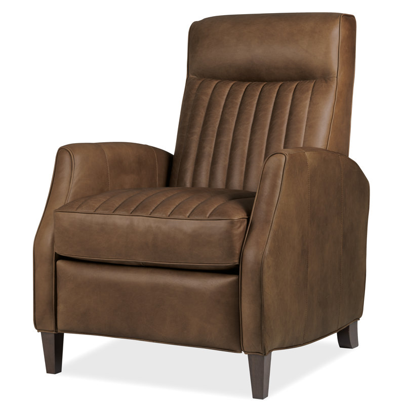 Denver Push Back Recliner, Brown Top Grain Leather