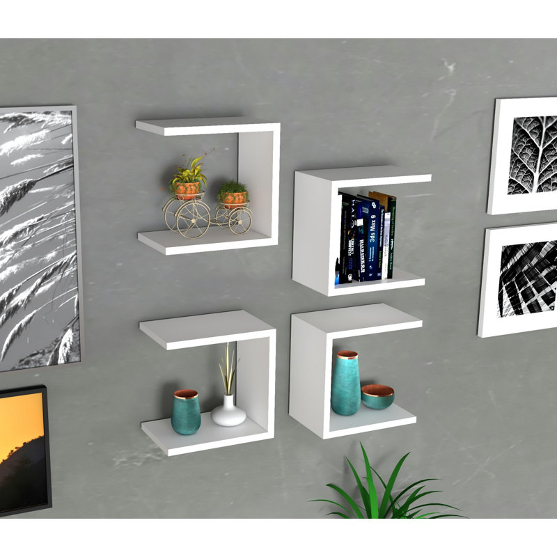 Tablette murale Rudolfina, blanc, 11,8 po x 11,8 po x 7,7 po | 100% panneau de particules enduit de mélamine, épaisseur: 0,7 pouce | Solution de rangement élégante et fonctionnelle pour la maison ou le bureau | Conception murale facile