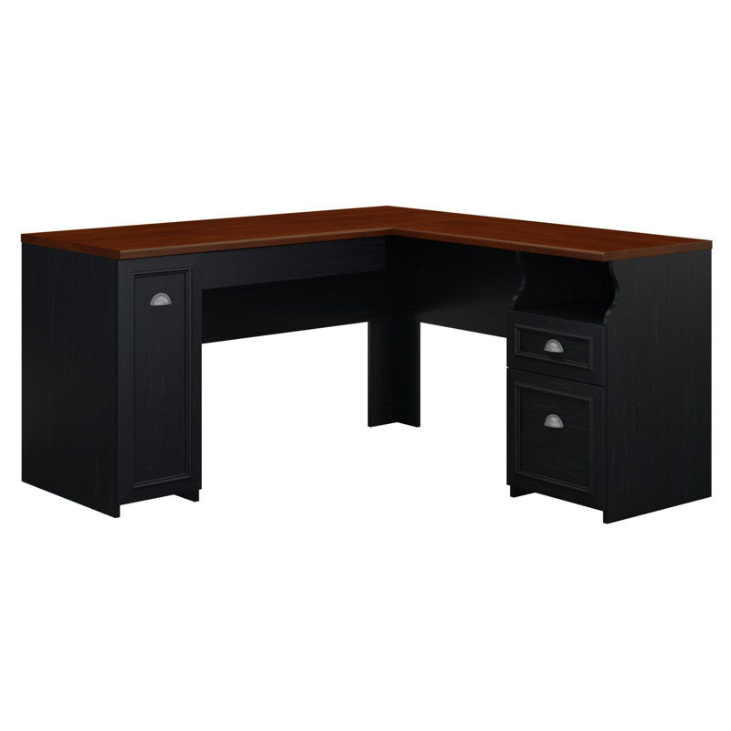 Bureau en L Katia, Cerisier Hansen / noir antique