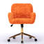 Fauteuil de bureau orange, fauteuil de bureau en poils de lapin artificiel, avec base en métal doré, fauteuil de bureau pivotant réglable, fauteuil de coiffeuse-1793790053