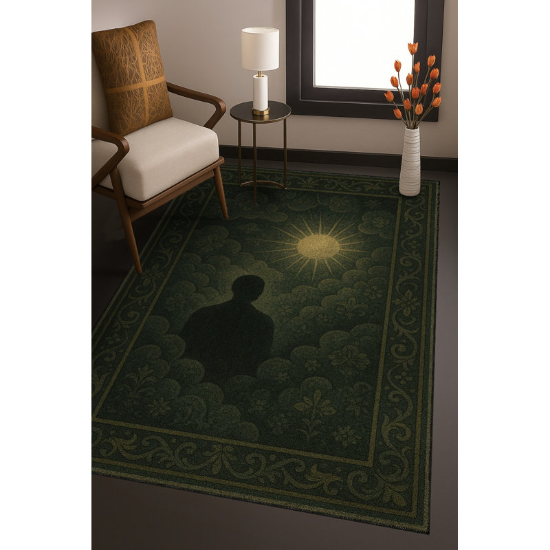 Tapis vert Mosso, 4'11" x 7'7"