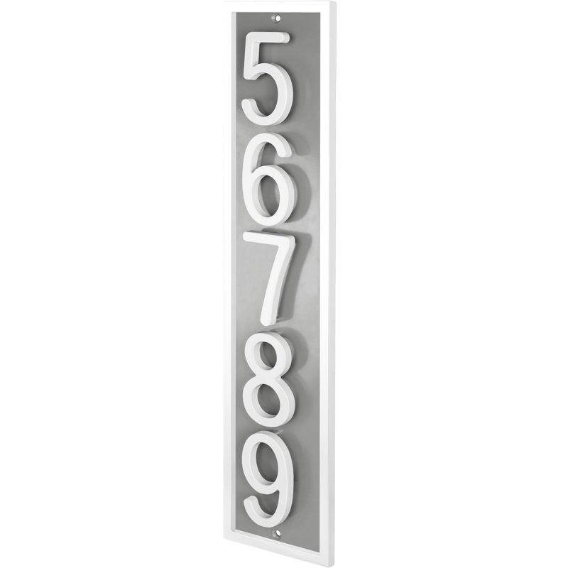 Plaque d'adresse flottante en aluminium Royal Shade, Blanc, Gris, Oui