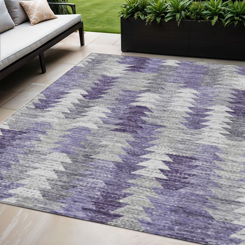 Tapis d'intérieur lavable à motif géométrique gris 5 pi x 8 pi