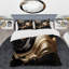 Ensemble de housse de couette en microfibre / polyester doré et noir captivant Marble II Bedding-1507501653