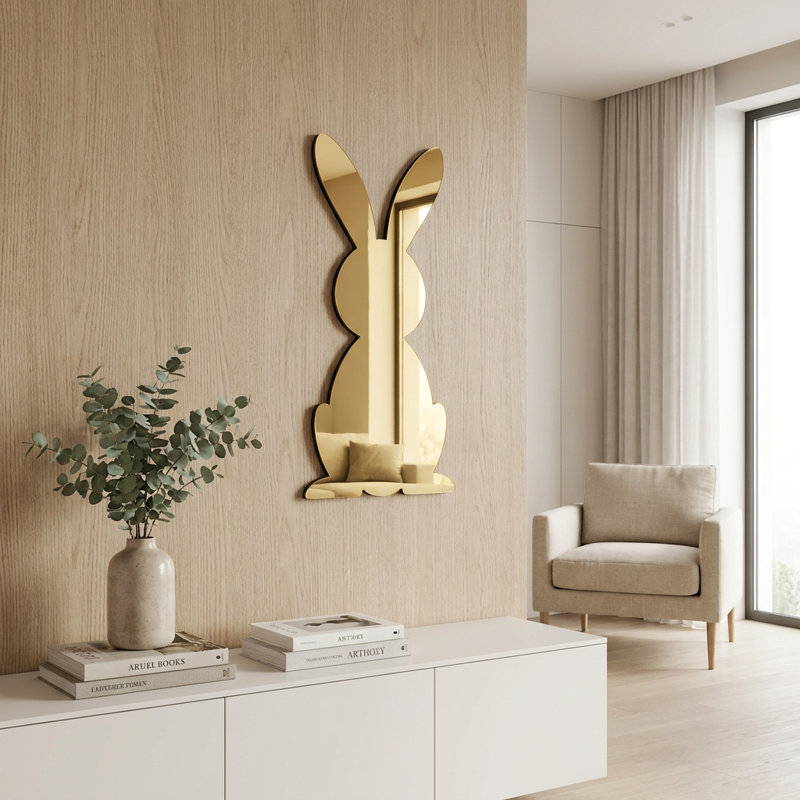Playful Gold Bunny Accent Mirror