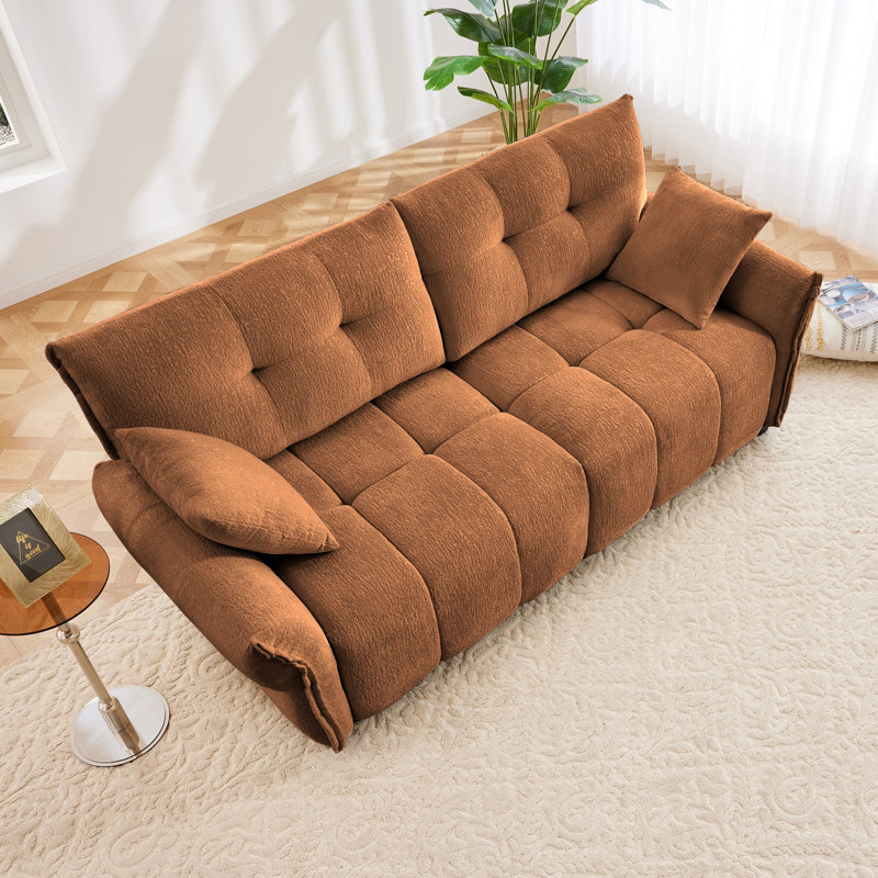 Chenille Modular Sectional Sofa, Burnt Orange