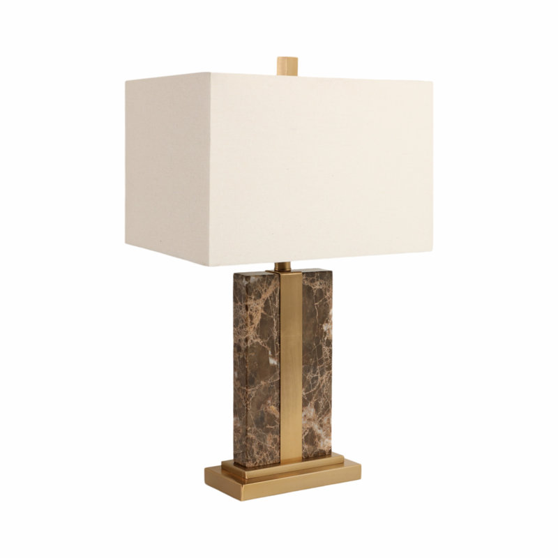 Sagebrook Home 26X16" Rectangle Marble Lamp With Antique Brass, Brown