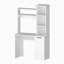Bureau d'ordinateur blanc avec tablettes de rangement à 3 niveaux