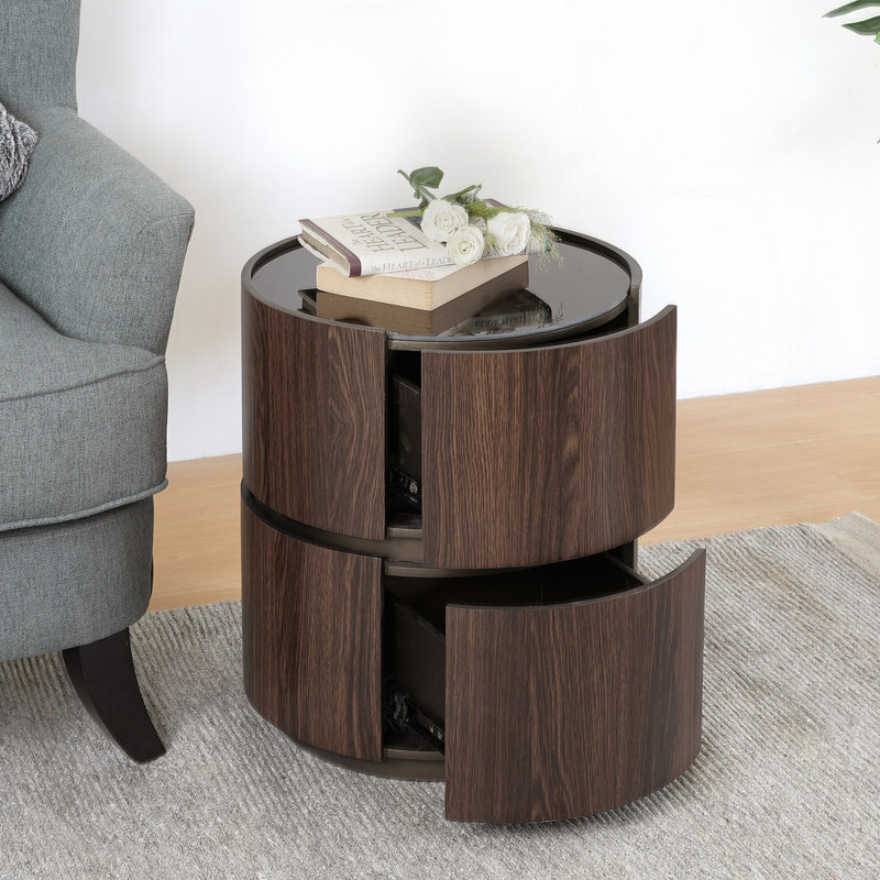 Table d'appoint avec rangement, Brun