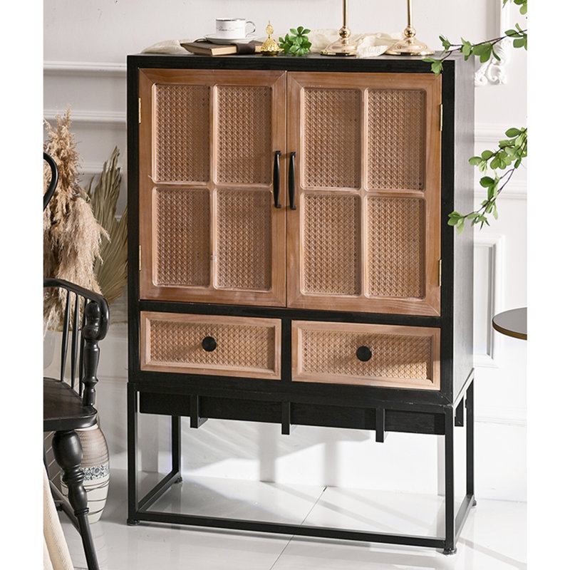 Buffet noir massif et bois manufacturé