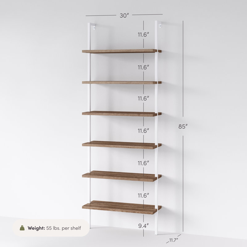 Vallon Ladder Bookcase, Rustic Oak/White
