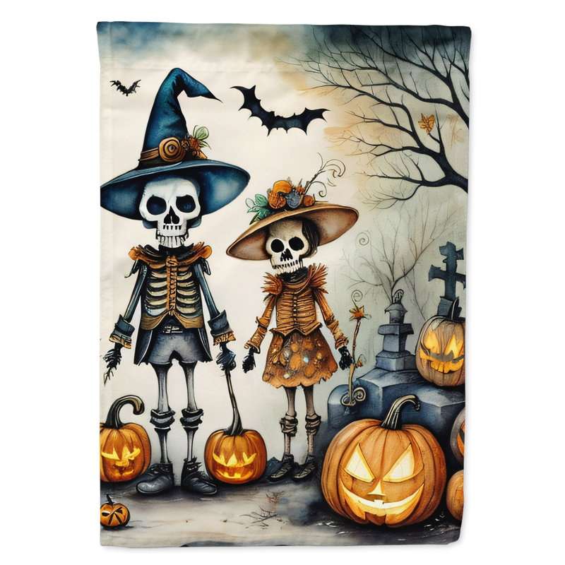 Drapeau de la maison d'Halloween de Calacas Skeletons Spooky