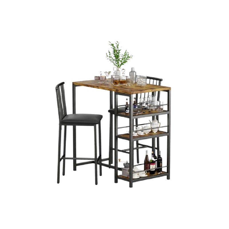 Tabiatha 2 - Person Counter Height Bar Table Set with 2 Upholstered Stool Chairs, Brown