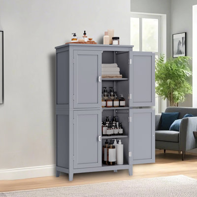 Armoire de rangement au sol à 4 portes de 43,5 po avec tablettes réglables Arhavi