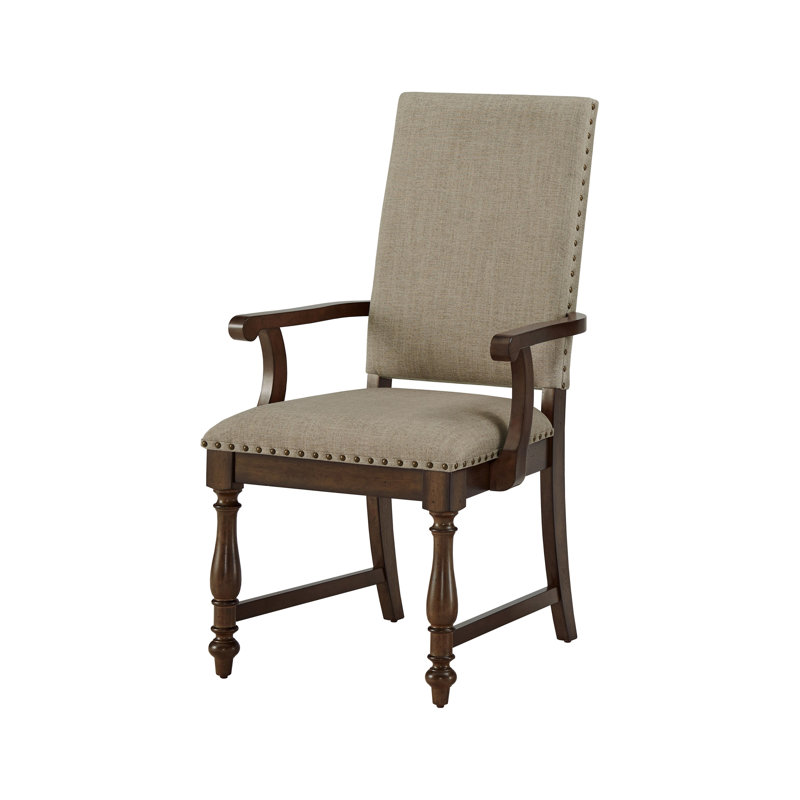 Chaise de salle à manger avec accoudoirs et dossier en mélange de polyester Pomfret