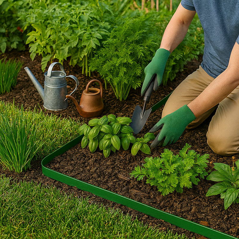 Harbour Housewares Plastic Lawn Edging Kit 100m x 4cm with 400 Pegs & Mallet, Green