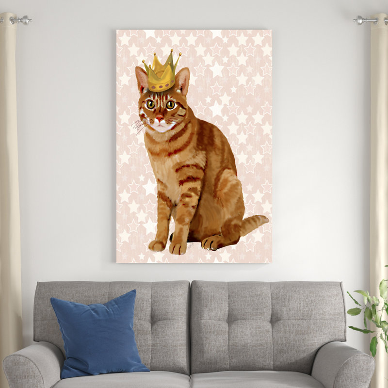 Chat roux avec couronne, double, H 48 po x l 32 po x P 1 po