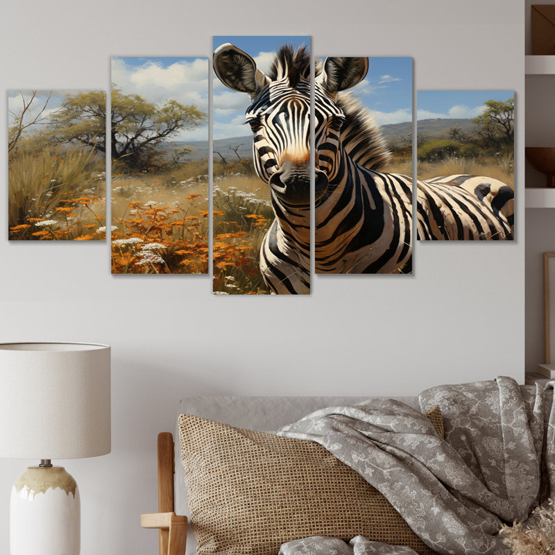 Zebra Impressionistic Equus This II - Animals Wall Art Print - 5 Panels