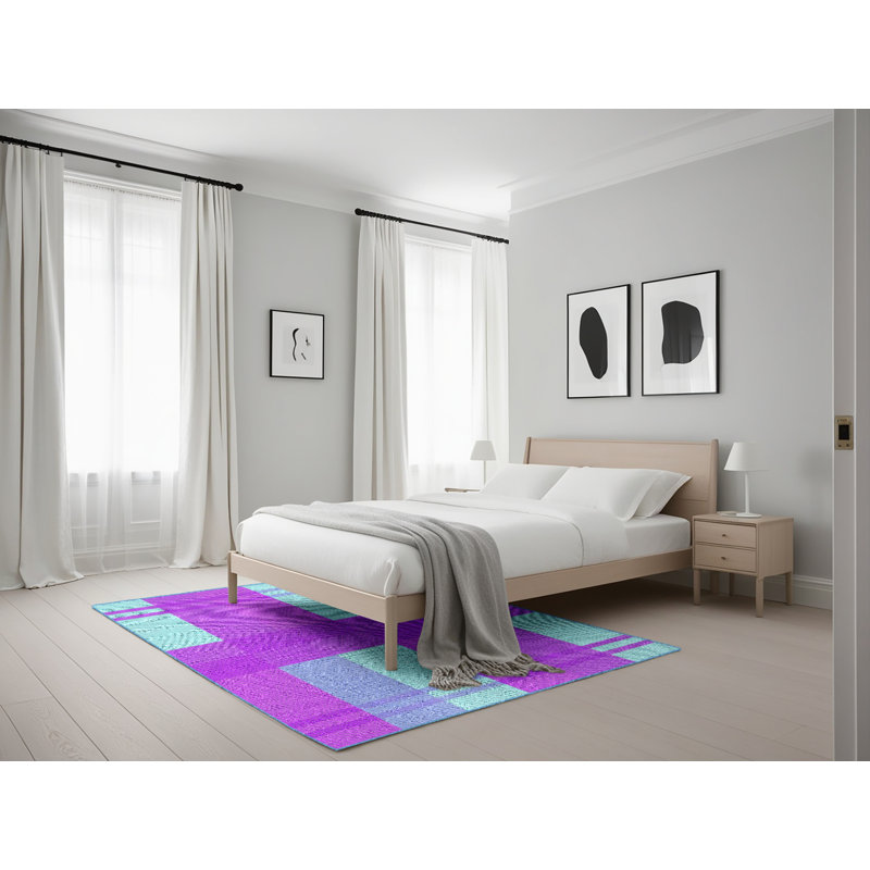 Tapis mauve à motif géométrique Kingsdown, Rectangle 5 pi x 7 pi