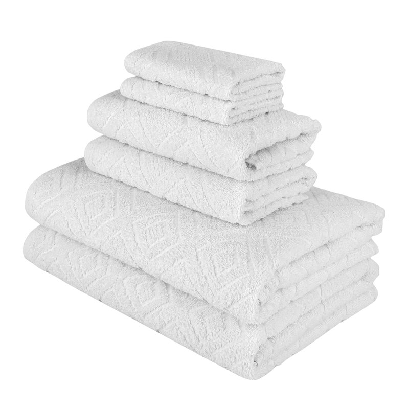 Ensemble 6 serviettes de bain en coton turque de luxe, Blanc