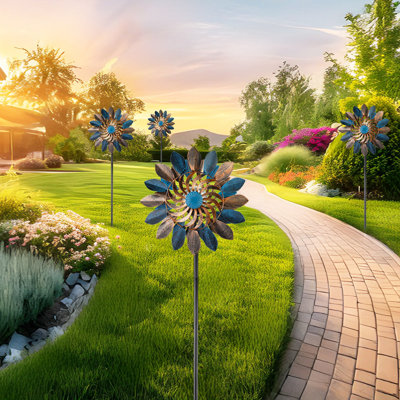 Luma Wind Spinners Garden-Wind Sculptures & Spinners Garden Solar Powered Glass Ball Lights,Mother's Day Gift(75inch)
