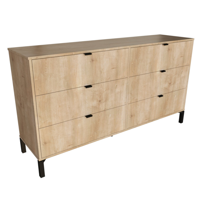 59'' W 6 - Drawer Dresser, Natural Wood