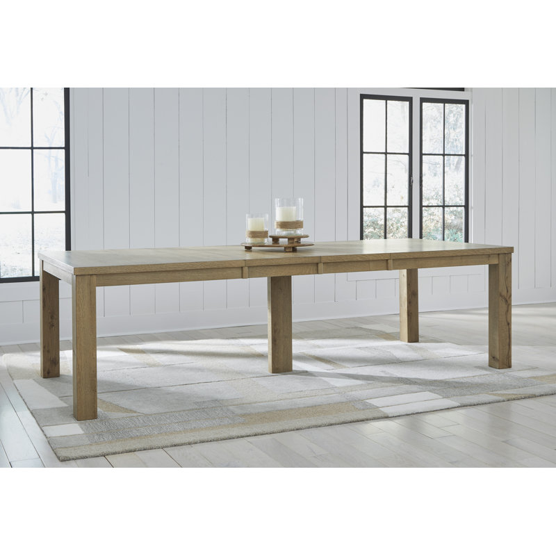 Rustic Oak Extendable Rectangular Dining Table for Ten