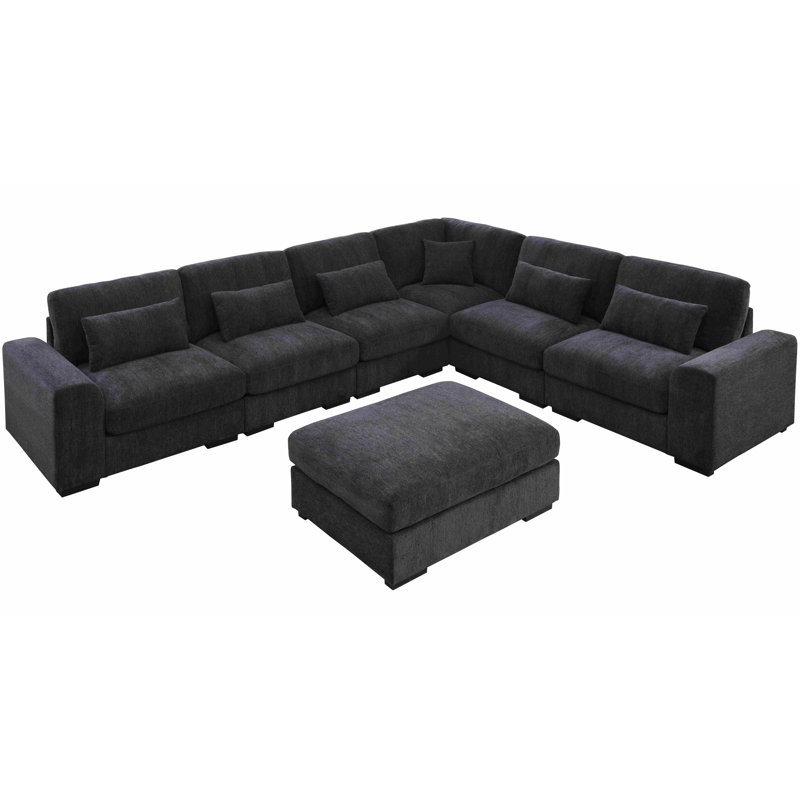 Canapé modulaire 7 pièces 7 pièces, Gris foncé
