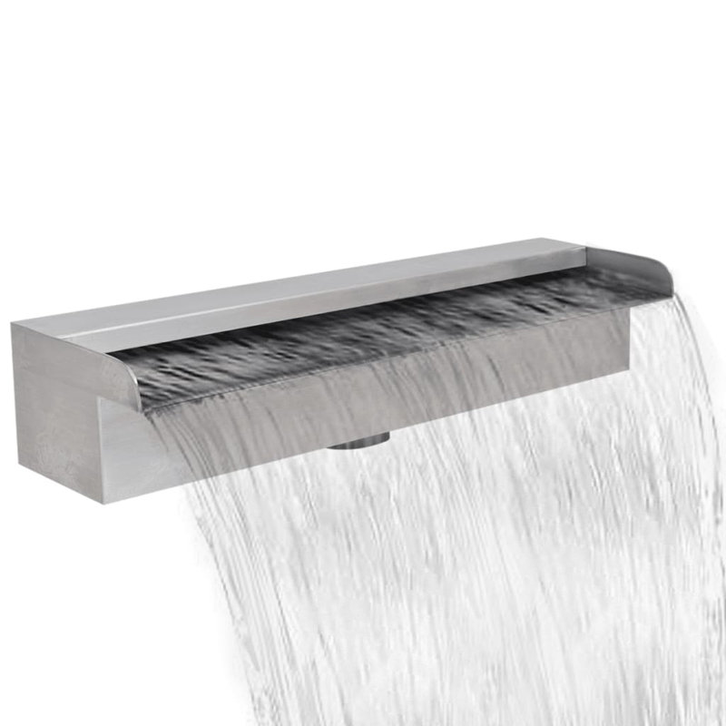 Conklin Outdoor Stainless Steel Waterfall Fountain, 3.15" H x 17.72" W x 4.5" D