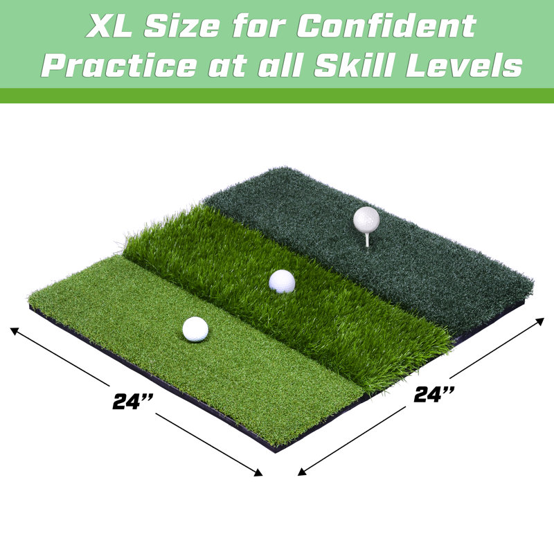 Tapis de pratique de golf Tri-Turf XL 24 po x 24 po - Tapis d'entraînement pour la cour ou l'intérieur