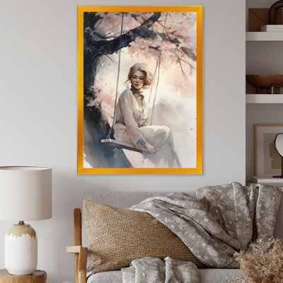 Impressionnante femme sur fond de saule, V sur toile