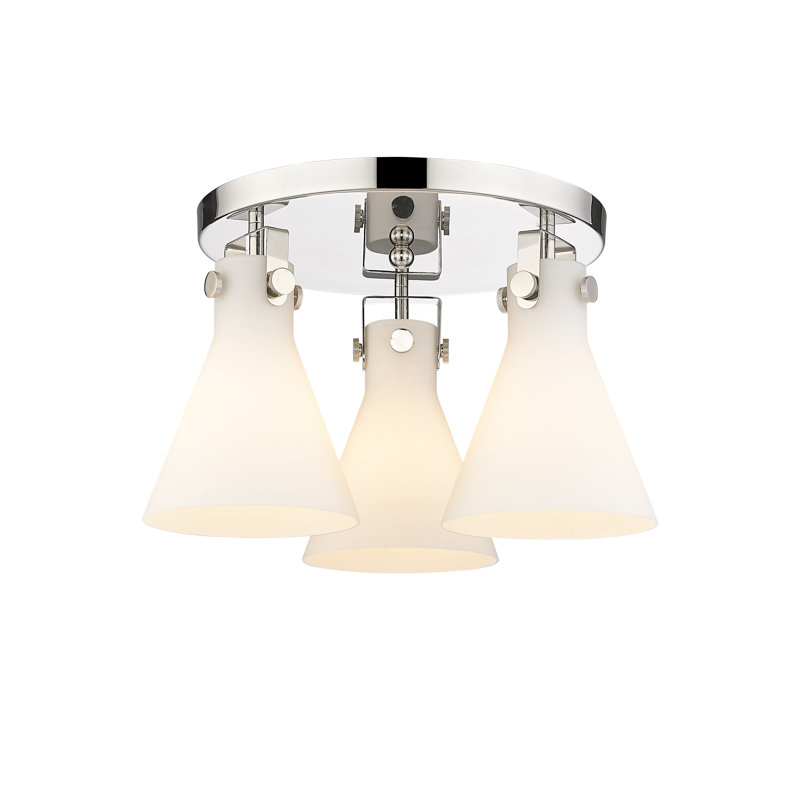 Plafonnier encastré 3 lumières Skokie, Blanc mat, Nickel poli